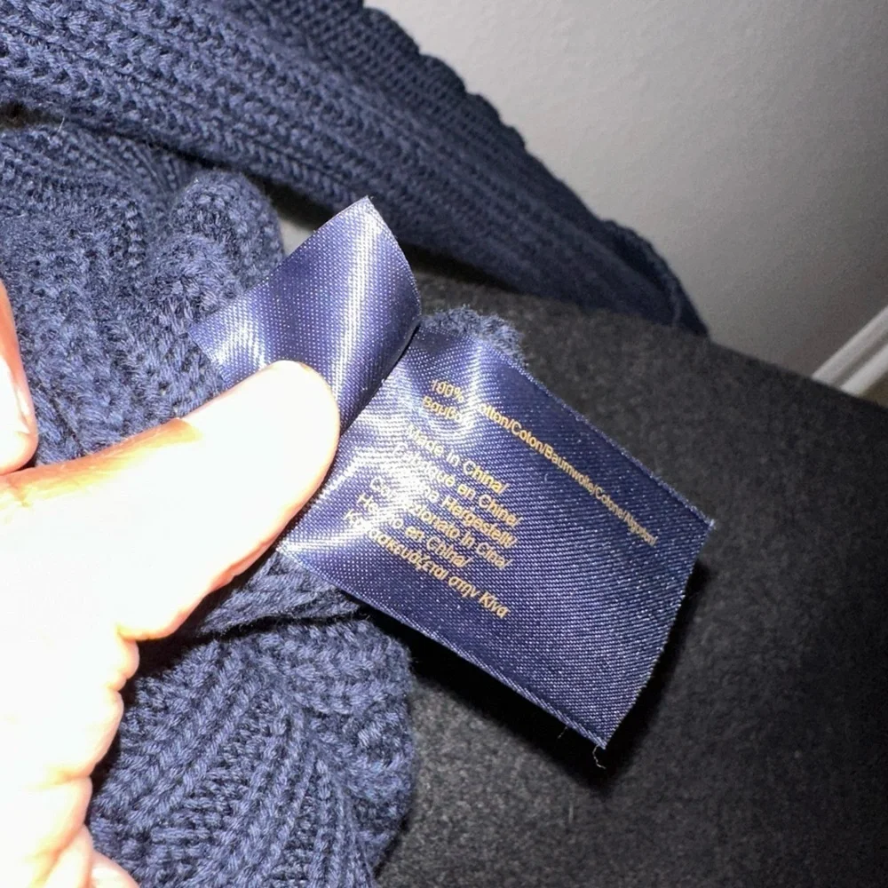 NWOT Brooks brothers button down v neck cotton navy cable knit cardigan